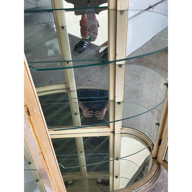 Vintage Curved Glass Display Cabinet For Sale - Image 11 of 12