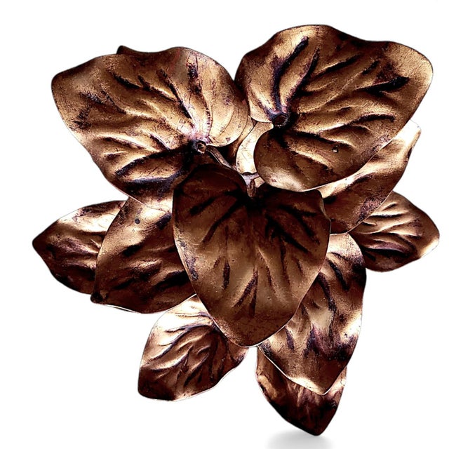 1970s Leaves on the Vine, Walter Hatches Co Gilded Toleware Centerpiece - Made in Italy For Sale - Image 9 of 13