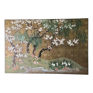 Robert Crowder (1911-2010) American, Nihonga Style Folding Screen For Sale