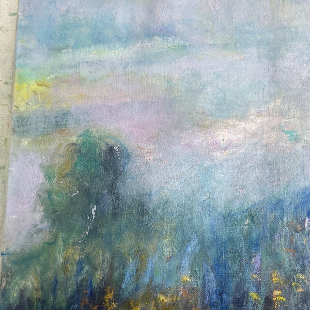 Impressionist 1950’s Original Impressionist Summer Field Landscape Painting on Canvas For Sale - Image 3 of 6