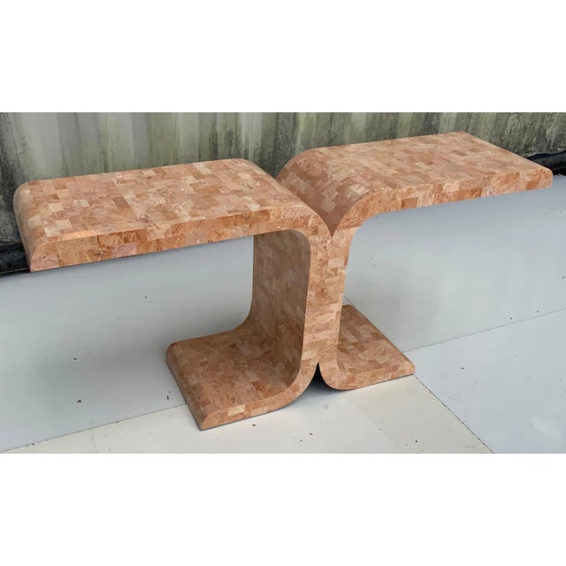 Karl Springer Karl Springer Style Tessellated Marble Wing Console For Sale - Image 4 of 9