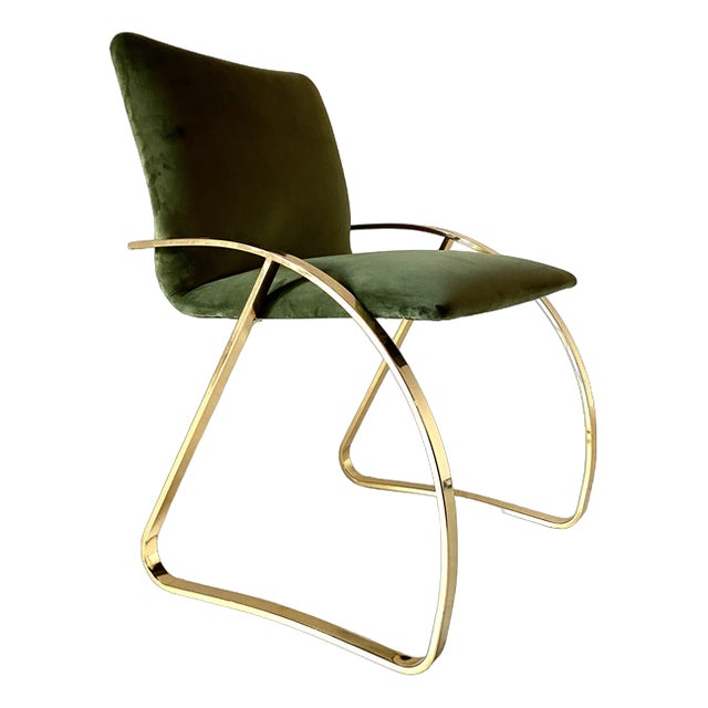 Office Armchair in Sea Bream and Green Velvet, Italy, 1970s For Sale