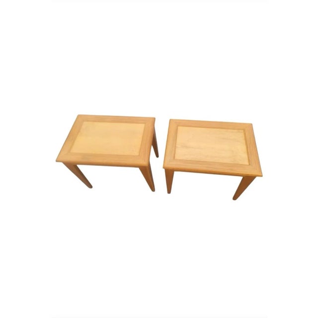 Modern 1992 Paul Dumond Hand-Made Solid Oak and Birdseye Maple Top Side Tables, a Pair For Sale - Image 3 of 8