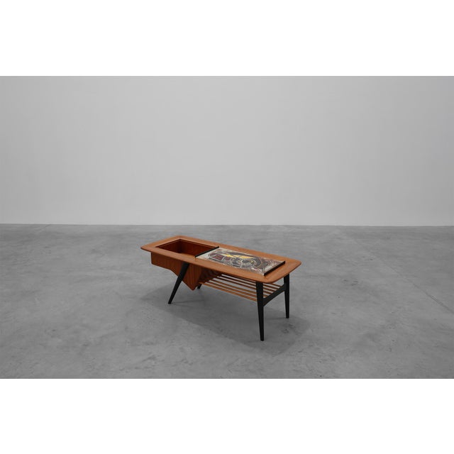 Model 210 Bar or Coffee Table in Teak with Ceramic Tiles by Alfred Hendrickx for Belform, 1950s For Sale - Image 17 of 18