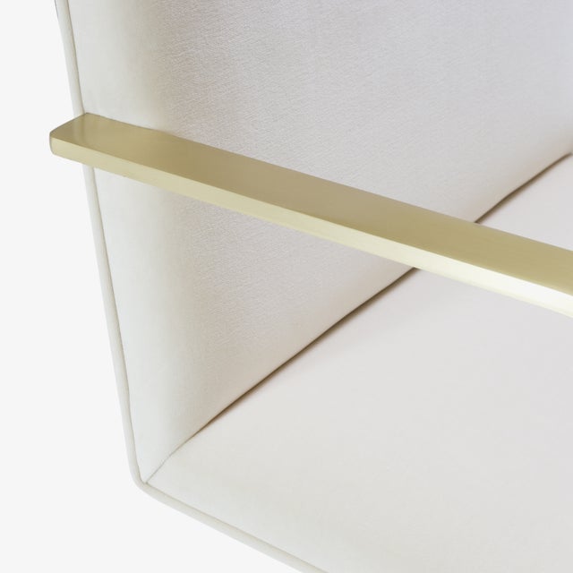 Metal Brno Flat-Bar Chairs in Crème Velvet, Brushed Brass For Sale - Image 7 of 10
