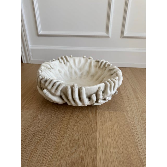 Figurative Rare Vintage Perpetual Hands Bowl by TMS (The Museum Store,) 2007, in the Style of Fornasetti For Sale - Image 3 of 7