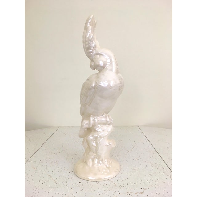 1950s 1950s White Ceramic Cockatoo Bird Sculpture For Sale - Image 5 of 9