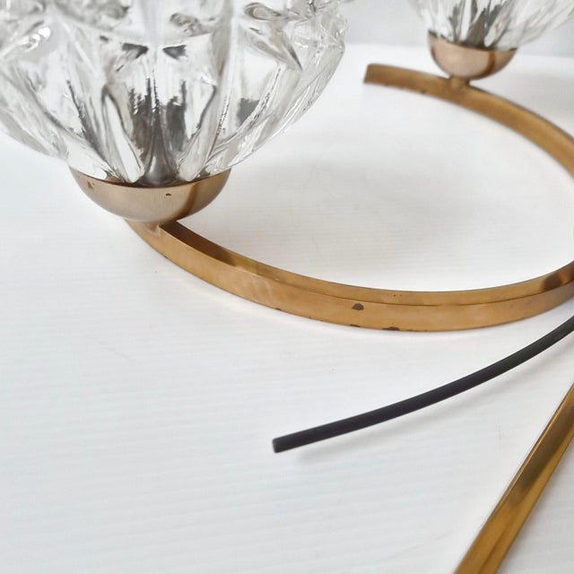 Vintage Pendant Light in Gilded Brass with Metal and Glass from Maison Arlus, 1950s For Sale - Image 10 of 17