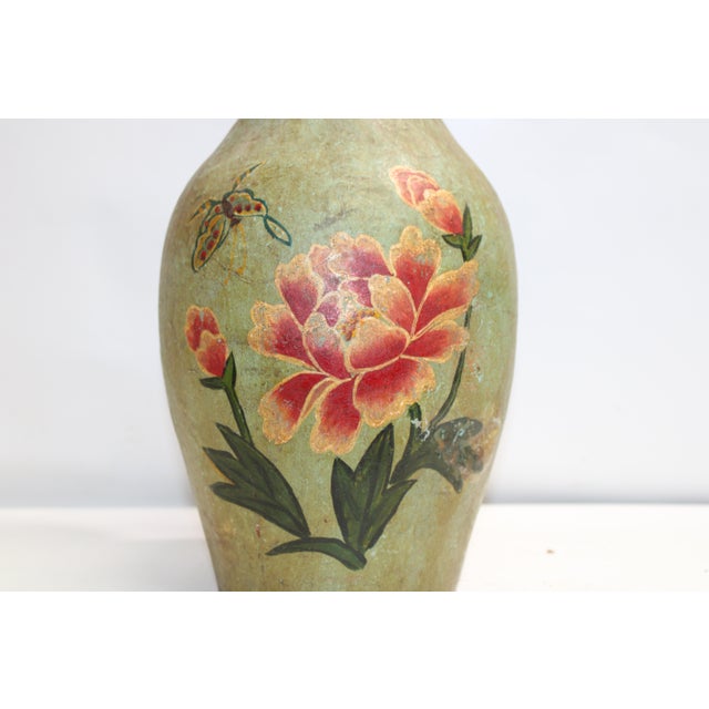 Shabby Chic Peony Vase Papier-Mâché Floral For Sale - Image 3 of 12