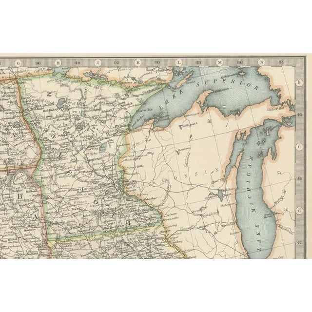 Map of United States Central Sheet 1903 Railroads, States, and Topography For Sale - Image 3 of 10