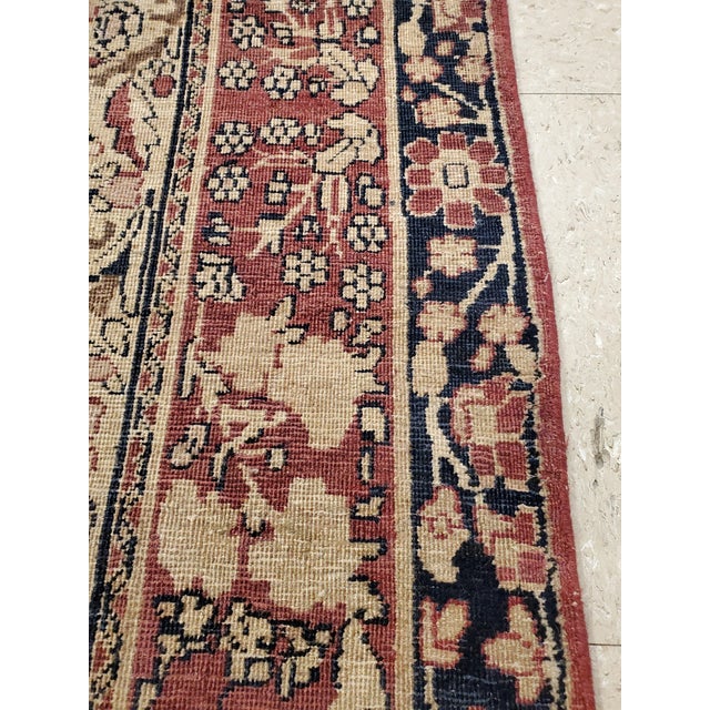 Antique Lavar Kerman Carpet, Fine Persian Oriental Rug Jewel Blue, Gold and Navy For Sale In New York - Image 6 of 18