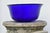 Vintage Cobalt Blue Glass Bowl Gold Rim Textured Pebble Art Glass For Sale - Image 4 of 15