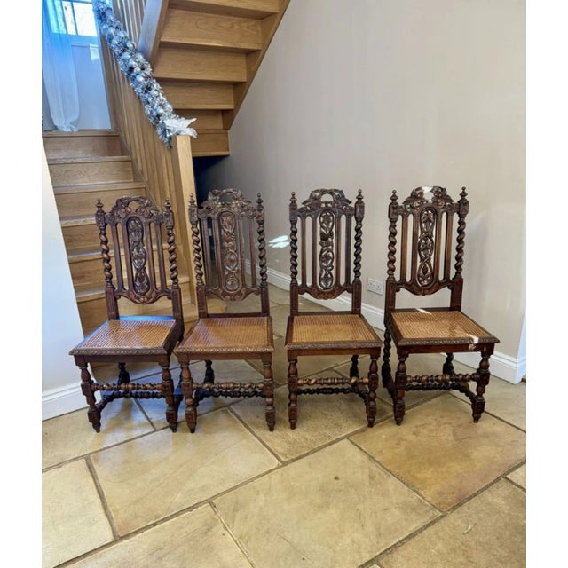Mid 19th Century Antique Victorian Carved Oak Dining Chairs, 1860, Set of 8 For Sale - Image 5 of 12