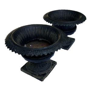 Antique Classical Cast Iron Garden Planters Urns- a Pair