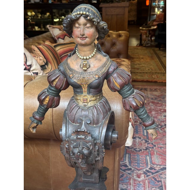 Gothic Antique Continental Wooden Medieval Noblewoman Figurehead- Architectural Salvage For Sale - Image 3 of 16
