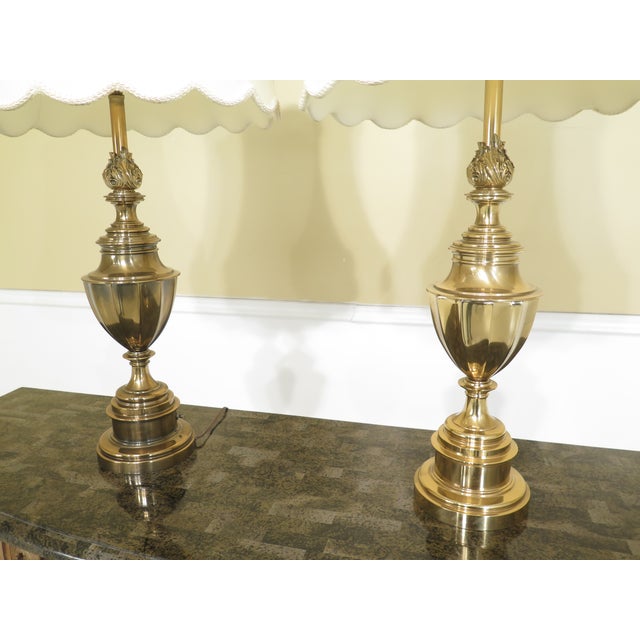 Vintage Stiffel Brass Urn Table Lamps with Shades a Pair Chairish