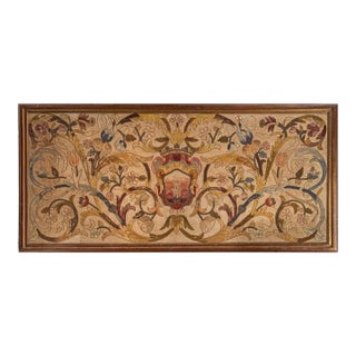 Antique English Crewelwork Framed Runner Panel With Floral Motifs - Rug & Kilim For Sale