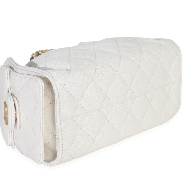 White Quilted Caviar Mini Chanel 25 Hobo Handbag For Sale In New York - Image 6 of 8