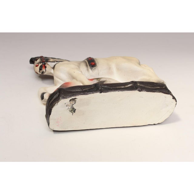 1920s Vintage Painted Red, White, and Black Chalkware Trojan Horse Sculpture / Figurine For Sale - Image 5 of 16