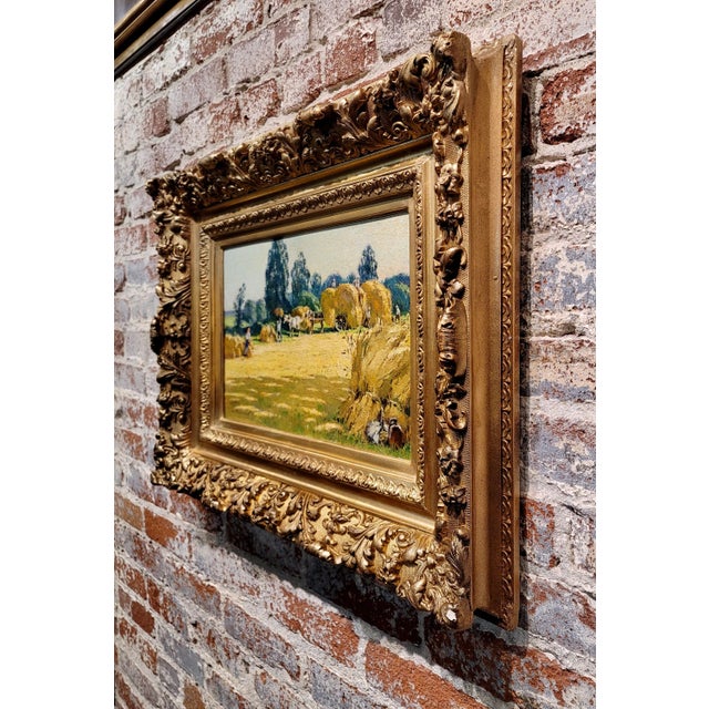 Andre Fremond - Farmland Landscape During Harvest- C.1920 Oil Painting For Sale - Image 9 of 12