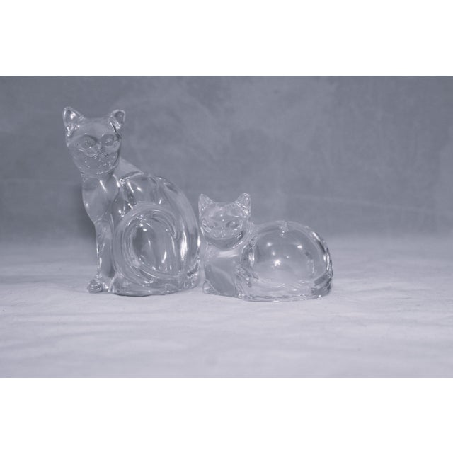 Transparent Vintage Attributed to Lenox Clear Lead Crystal Sitting Cats Salt & Pepper Shakers For Sale - Image 8 of 10
