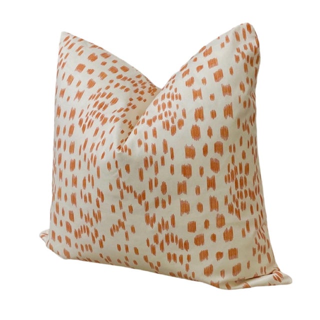 Contemporary Tangerine Abstract Animal Print Two-Sided 22" Pillows - A Pair For Sale - Image 3 of 4
