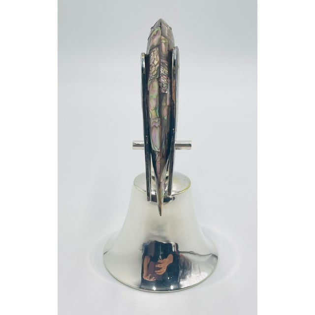 1970s Mexican Silver Plated & Abalone Parrot Bell in the Style of Emilia Castillo For Sale In Los Angeles - Image 6 of 18
