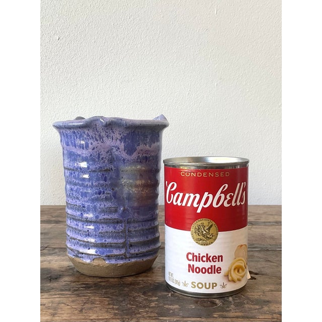 Late 20th Century Vintage Original Studio Pottery Drip Glaze Vase For Sale - Image 5 of 12