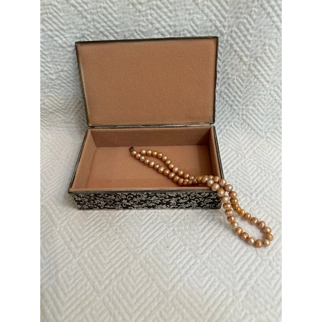 Metal Vintage 1940’s Silver Plate Embossed Floral Jewelry or Trinket Box For Sale - Image 7 of 8