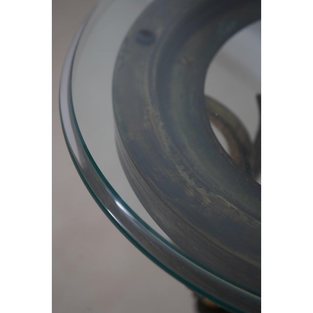 Bronze Maitland Smith Neoclassical Swan Form Glass Top Pedestal For Sale - Image 8 of 11