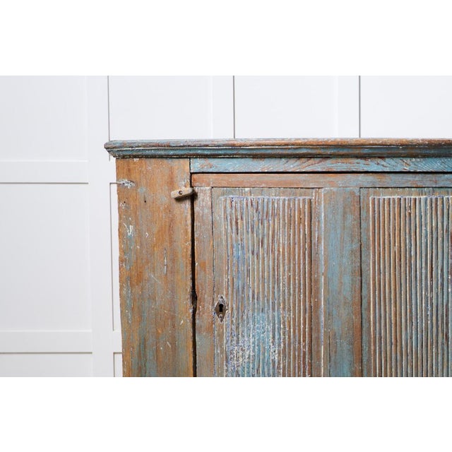 Antique Swedish Folk Art Blue Corner Cabinet in Gustavian Style, 1800s For Sale - Image 6 of 9