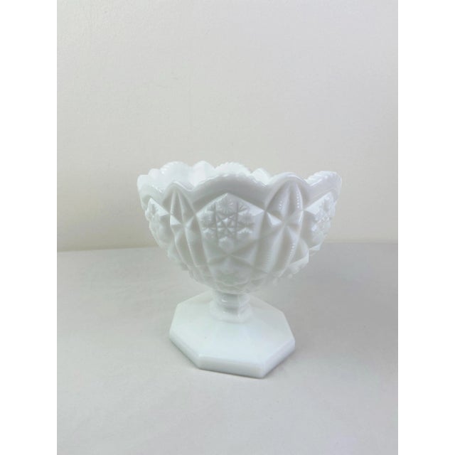 1960s Kemple Toltec Milk Glass White Oval Pedestal Bowl For Sale - Image 9 of 12