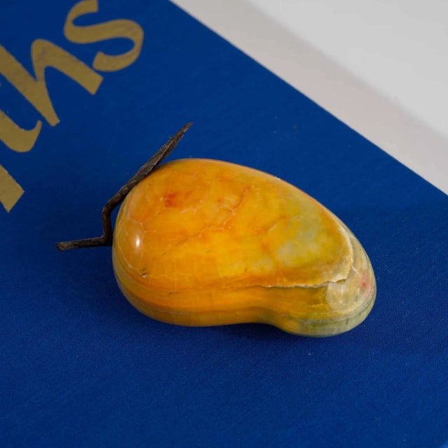 Add a touch of sweetness to your desk with this gorgeous vintage yellow onyx mango paperweight. Hand-carved from solid...