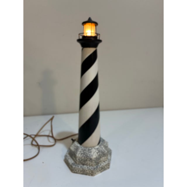 Vintage Wooden Cape Hatteras Lighthouse Lamp For Sale - Image 4 of 10