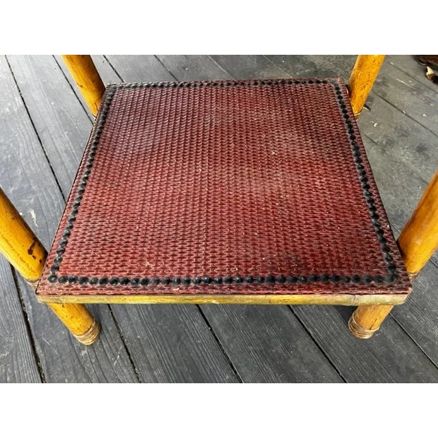 Brown Bamboo and Rattan Folding Four Step Tier MCM Bookcase or Display Shelf For Sale - Image 8 of 8