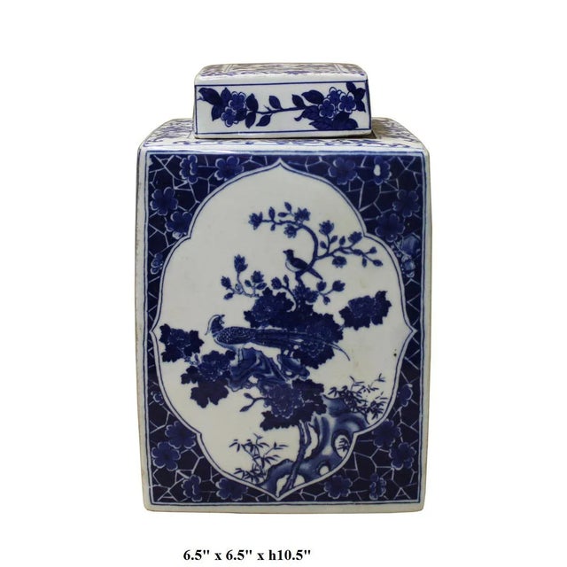 Chinese Blue & White Square Accent Jar For Sale In San Francisco - Image 6 of 6