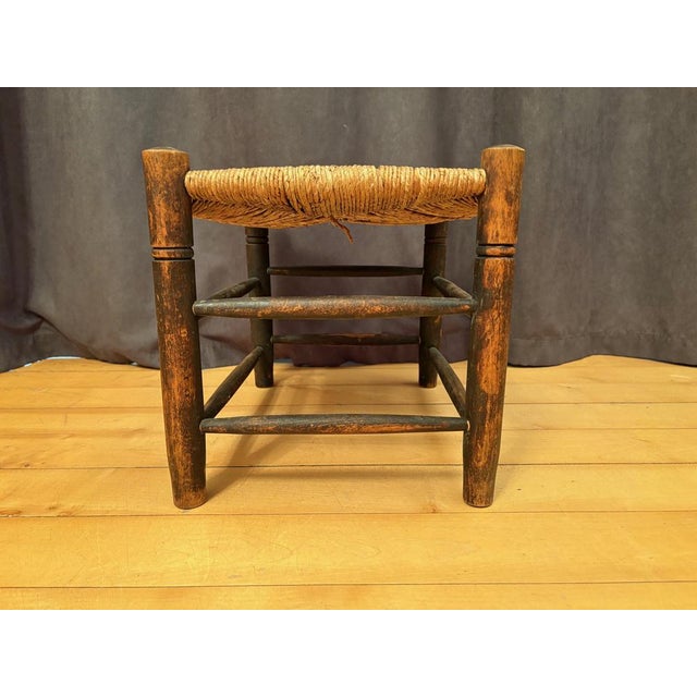 1960s Vintage Dutch Rush-Covered Stool, 1960s For Sale - Image 5 of 8