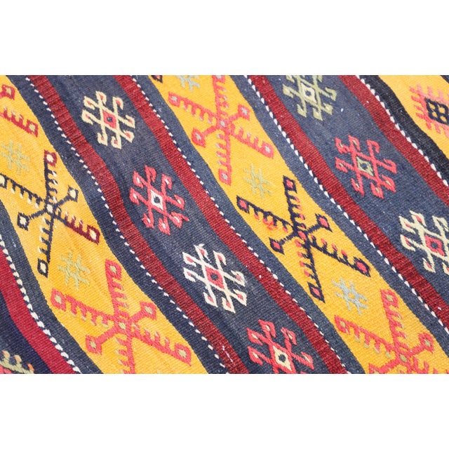 Textile 1960s Farmhouse Style Ethnic Stripe Design Handmade Oushak Kilim Runner Rug For Sale - Image 7 of 8