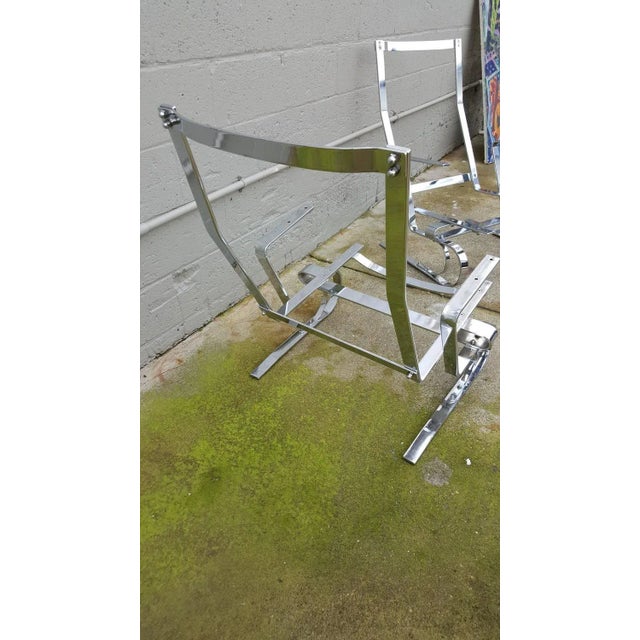 Poul Kjaerholm Attrib. Mid-Century Modern Flat Bar Steel Chrome Lounge Chairs - A Pair For Sale - Image 10 of 10