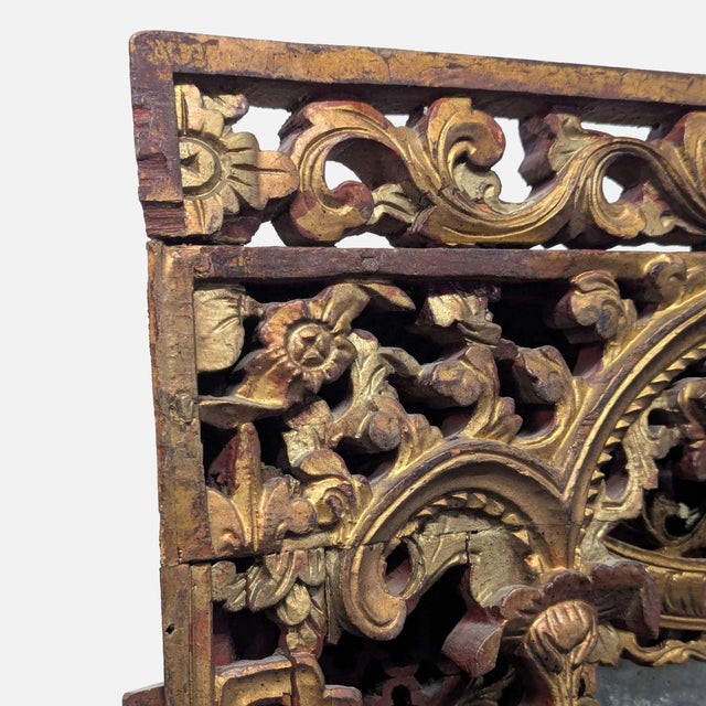 Early 20th Century Antique Chinese Panel With Mirror For Sale - Image 5 of 7
