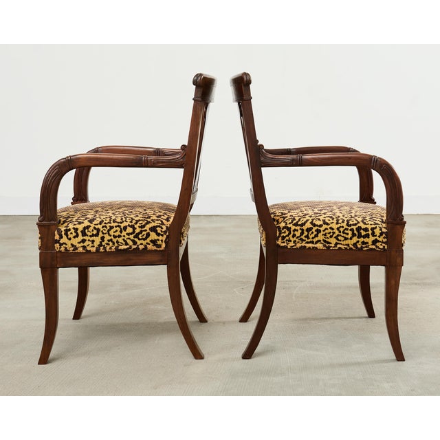 Wood Set of Six English Regency Style Anglo-Indian Dining Chairs For Sale - Image 7 of 18