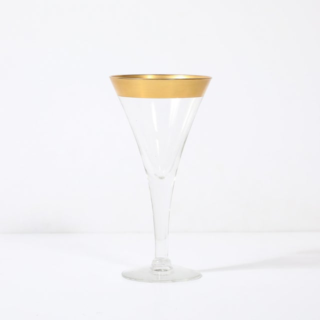 Set of 12 Mid-Century Modernist Gilt Rimmed Water Glasses by Dorothy Thorpe For Sale - Image 14 of 15