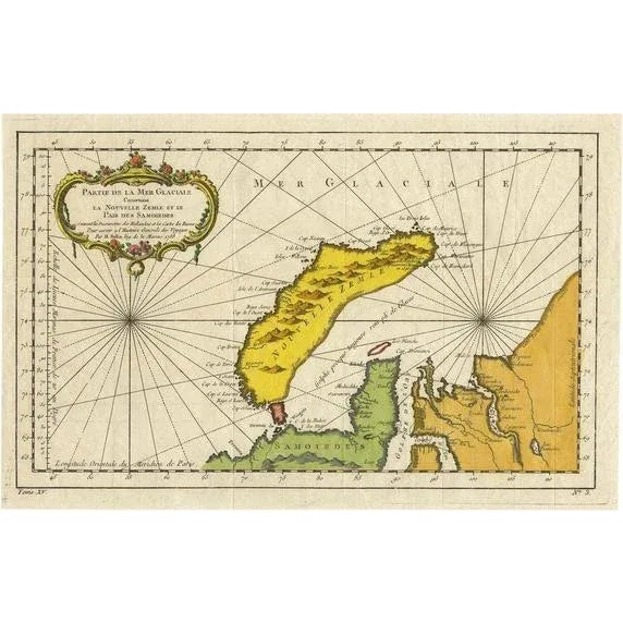 Mid 18th Century Antique Map of Novaya Zemlya by Bellin, 1758 For Sale - Image 5 of 5