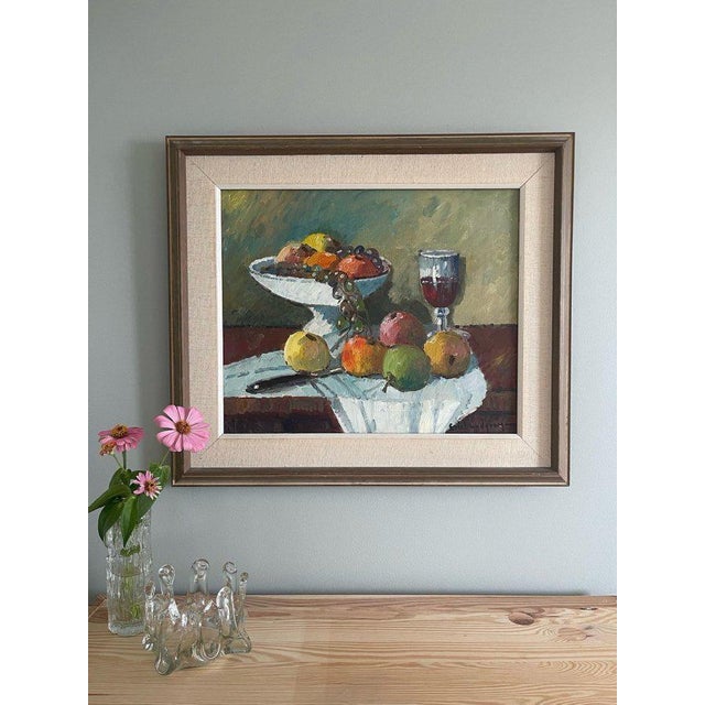 Mid-Century Modern Eric Lundgren, Fruit Bowl, 1920s, Oil on Canvas For Sale - Image 3 of 11