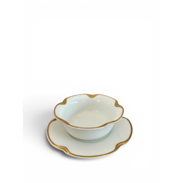 Exquisite set of eight antique French porcelain ramekins and matching scalloped saucers by the legendary Haviland & Co. of...