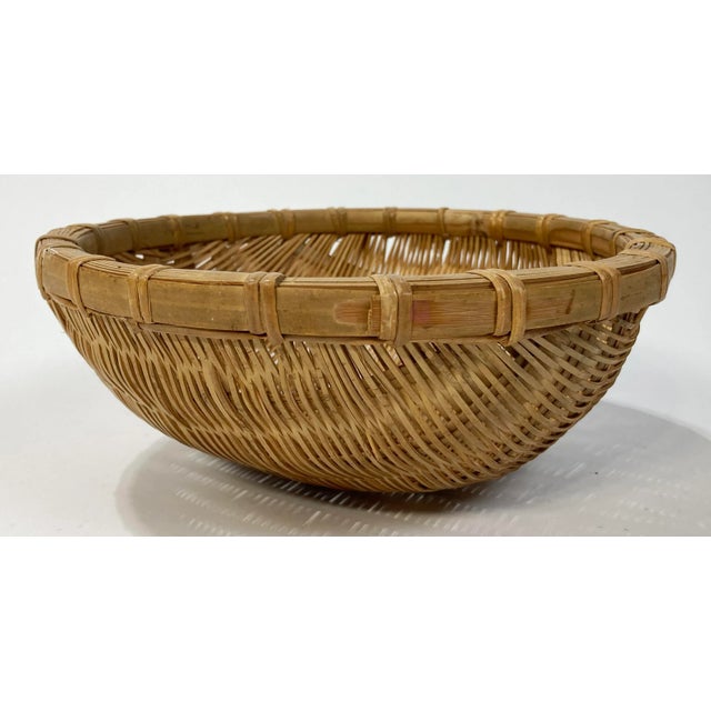 Vintage Split Reed Winnowing Basket Catchall | Chairish
