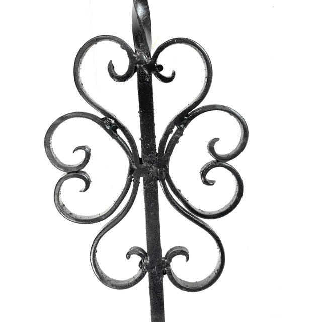 Mid 20th Century Mid 20th Century Twisted Wrought Iron Fireplace Set Tripod Stand With Shovel, Poker and Fork - 4 Pieces For Sale - Image 5 of 12