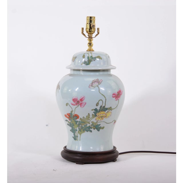 Ceramic Chinese Famille Rose Vase Table Lamp in the Middle of the 20th Century For Sale - Image 7 of 7
