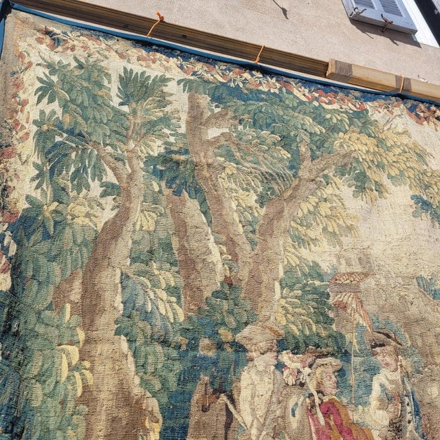 Gallant Procession Wool Tapestry, 18th Century For Sale - Image 4 of 18