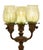 American Antique Tiffany Studios Three-Light Favrile Glass Lamp "Pulled Feather Shades" For Sale - Image 3 of 12